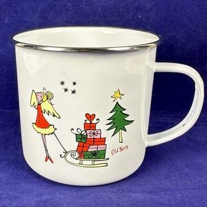 Old Navy Enameled Coffee Mug Cup Christmas Angel Tree Gifts EUC